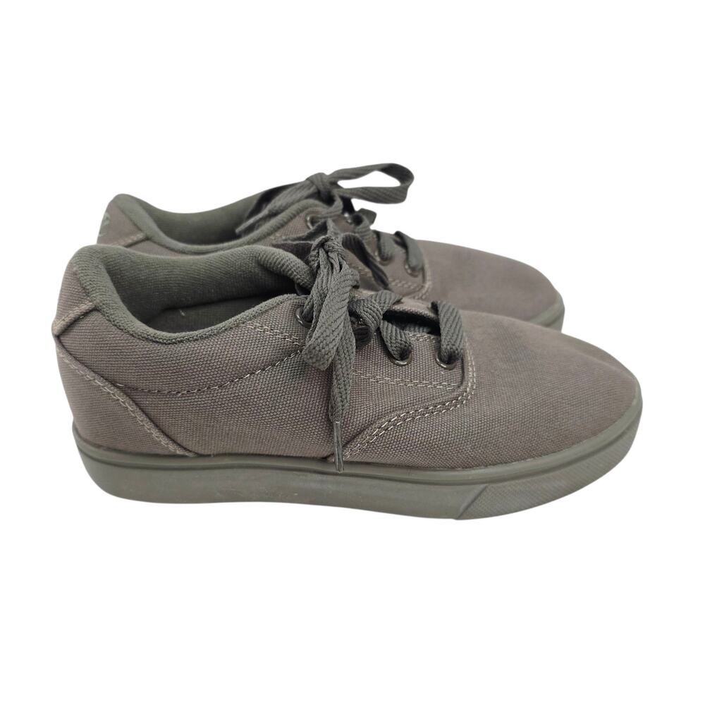 Heelys Kids Skate Shoes Youth Size 3 Gray Brown Canvas Roller Sneakers